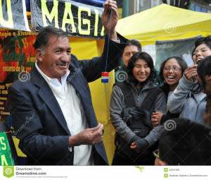Magicien de rue à La Paz en Bolivie